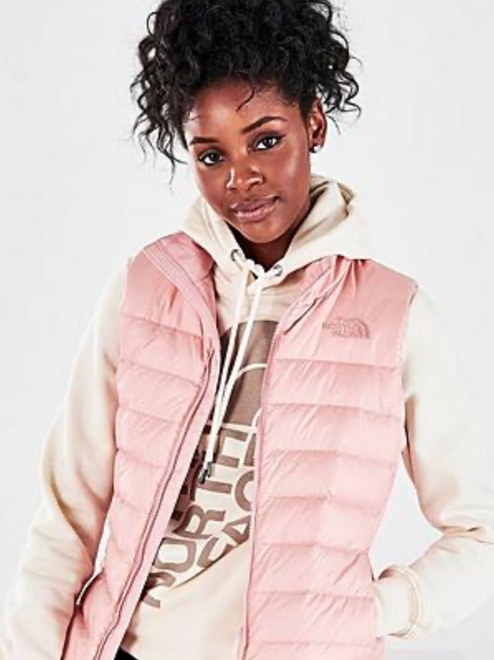 TNF Aconcagua Vest BlushPink 550 Goose Down Puffer Quilted Size Lg EUC